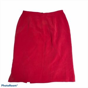 Travis Ayer 100% Silk Red Pencil Skirt